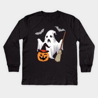 Halloween Face Mask, Happy Hallween For kids, Haloween ghost Face Mask for Kids. Kids Long Sleeve T-Shirt